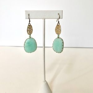 Mint/ gold statement earring